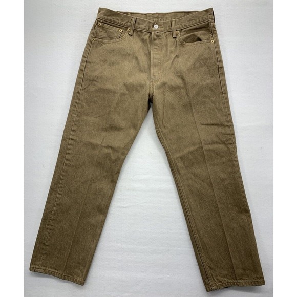 Levi 501 XX Men Denim Jeans Size 36X30 Button Fly Brown Straight